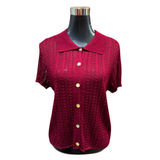 Polera/Chaleco De Hilo Fino Acanalado Con Botones