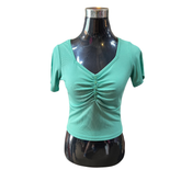 Crop Top Manga Corta Con Botones