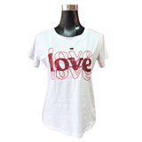 Polera Blanca Love Con Lentejuelas Brillantes
