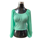 Crop Top Manga Larga Gasa