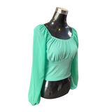 Crop Top Manga Larga Gasa