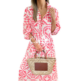 Vestido Saron Camisero Vicosa Suave Manga 3/4