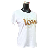Polera Blanca Love Con Lentejuelas Brillantes