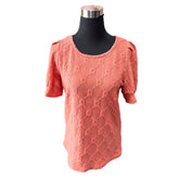 Polera Manga Princesa Con Botones Y Flores Bordadas