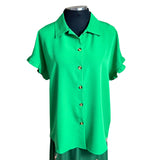 Blusa Camisera Manga Corta Con Vuelos