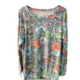 Polera Lanilla Suave Floreada con Brillos