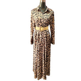 Vestido Largo Camisero De Raso Animal Print