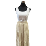 Falda Aplicación Broderie Tela Crepe