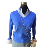 Polera Manga Larga Hilo Algodón Spandex Diseño Trenza