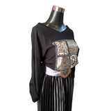 Polera Cuadros Animal Print Cuello En V Lino Algodón