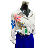 Blusa Abotonada Flor Metálica