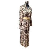 Vestido Largo Camisero De Raso Animal Print