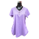 Polera Con Cuello V De Encaje