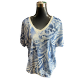 Polera Hilo Estampada Cuello V Lurex