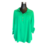 Blusa Lisa Bolsillo Frontal Botones Dorados