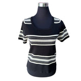 Polera Hilo Spandex A Rayas Cuello Redondo