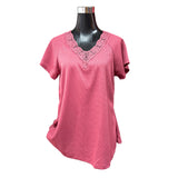 Polera Con Cuello V De Encaje