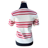 Polera Hilo Spandex A Rayas Cuello Redondo