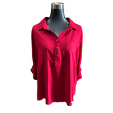 Blusa Lisa Bolsillo Frontal Botones Dorados