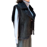 Chaqueta Sin Mangas De Gamuza Y Corderito