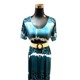 Vestido Largo Animal Print Cuello Algodón Seda