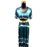 Vestido Largo Animal Print Cuello Algodón Seda