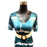 Vestido Largo Animal Print Cuello Algodón Seda