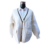 Casaca Chanel Parka Aplicación Lana Con Botones