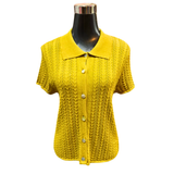 Polera/Chaleco De Hilo Fino Acanalado Con Botones