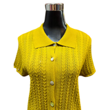 Polera/Chaleco De Hilo Fino Acanalado Con Botones