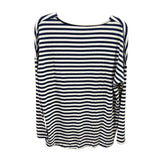 Polera Adina Algodón Stretch Cuello V Lineas