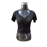 Crop Top Manga Corta Con Botones