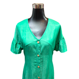 Vestido Zila Cuello V Abotonado Con Vuelo