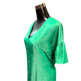 Vestido Zila Cuello V Abotonado Con Vuelo