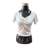 Crop Top Manga Corta Con Botones