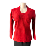 Sweater Cuello V Angora Textura Lineal