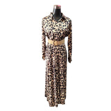 Vestido Largo Camisero De Raso Animal Print