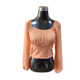 Crop Top Manga Larga Gasa