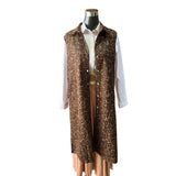 Tapado Gamuza Sin Mangas Animal Print Con Broches