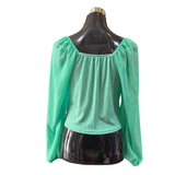 Crop Top Manga Larga Gasa