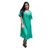Vestido Zila Cuello V Abotonado Con Vuelo