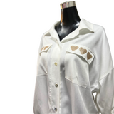 Blusa/Chaqueta Viscosa Bolsillo Corazones
