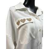 Blusa/Chaqueta Viscosa Bolsillo Corazones