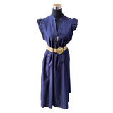 Conjunto De Lino Resplandeciente Blusa + Falda + Cinturón De Regalo