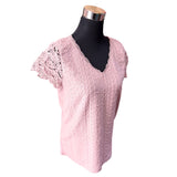 Polera Cuello V Manga Encaje