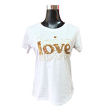 Polera Blanca Love Con Lentejuelas Brillantes
