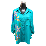 Blusa Abotonada Flor Metálica