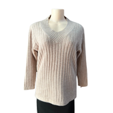 Sweater Cuello V Angora Textura Lineal