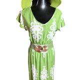 Maxi Vestido Boho Manga Corta Estampado Etnico