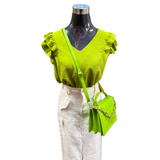 Blusa Mariposa Cuello V Manga Doble Vuelo